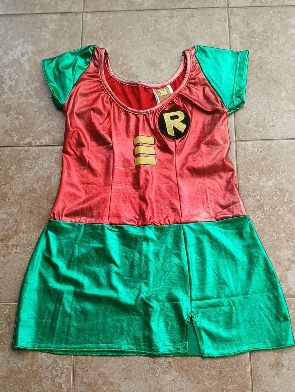 Teen Titan Robin Metallic Superhero Mini Dress Cosplay Halloween Costume